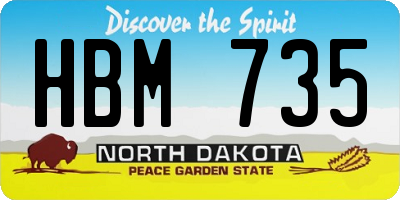 ND license plate HBM735