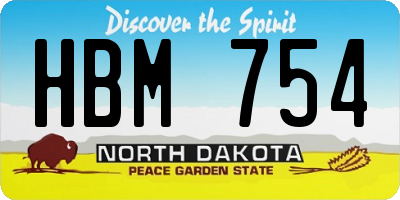 ND license plate HBM754