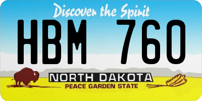 ND license plate HBM760