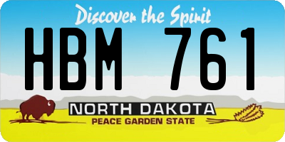 ND license plate HBM761