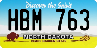 ND license plate HBM763