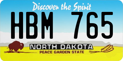 ND license plate HBM765