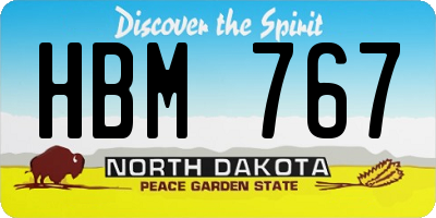 ND license plate HBM767