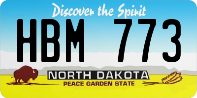 ND license plate HBM773