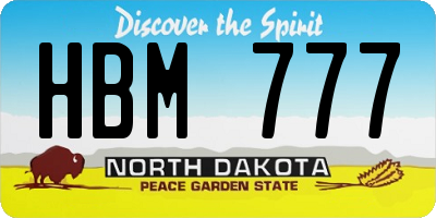 ND license plate HBM777