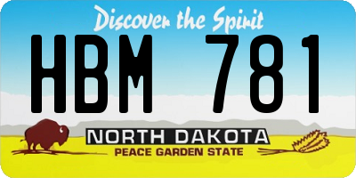 ND license plate HBM781