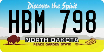 ND license plate HBM798