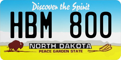 ND license plate HBM800