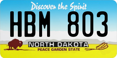 ND license plate HBM803