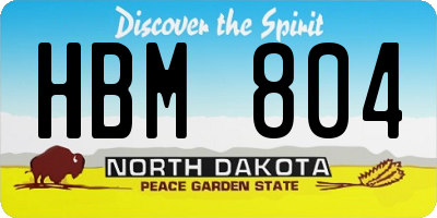 ND license plate HBM804