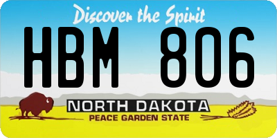 ND license plate HBM806