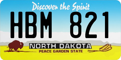 ND license plate HBM821