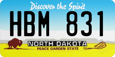 ND license plate HBM831