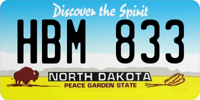 ND license plate HBM833