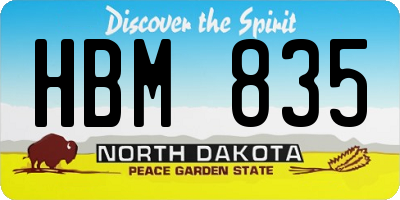 ND license plate HBM835