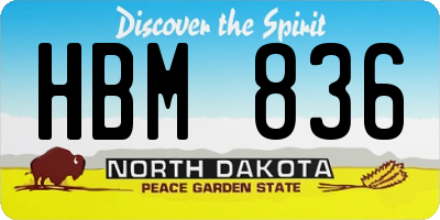 ND license plate HBM836