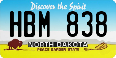 ND license plate HBM838