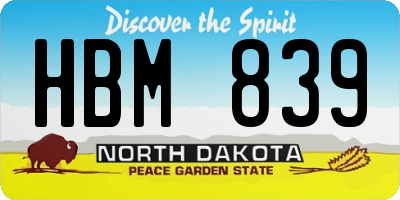 ND license plate HBM839