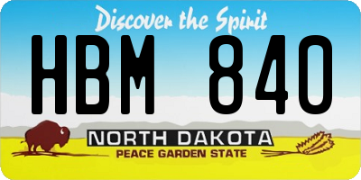 ND license plate HBM840