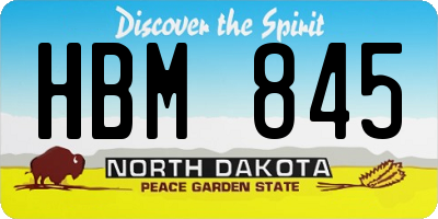 ND license plate HBM845