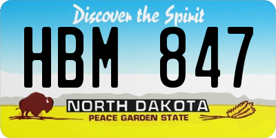 ND license plate HBM847