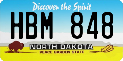 ND license plate HBM848