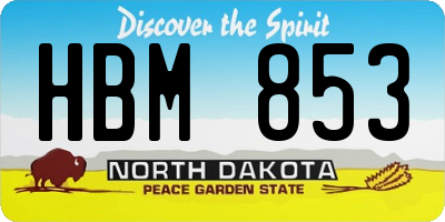 ND license plate HBM853