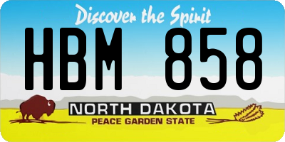 ND license plate HBM858