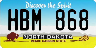 ND license plate HBM868