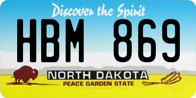 ND license plate HBM869