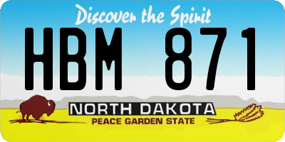 ND license plate HBM871