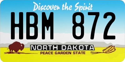 ND license plate HBM872