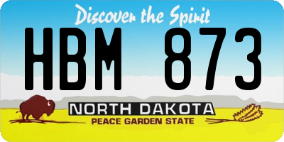 ND license plate HBM873