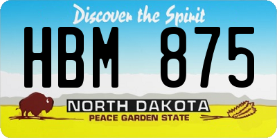 ND license plate HBM875