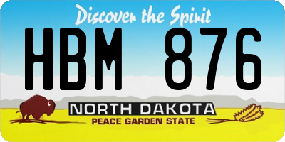 ND license plate HBM876