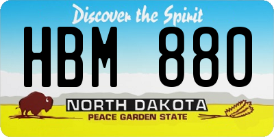 ND license plate HBM880