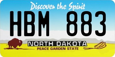 ND license plate HBM883