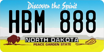 ND license plate HBM888