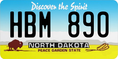 ND license plate HBM890