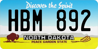ND license plate HBM892