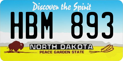 ND license plate HBM893