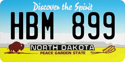 ND license plate HBM899