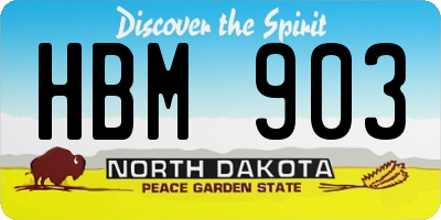 ND license plate HBM903