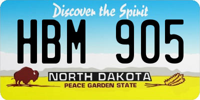 ND license plate HBM905