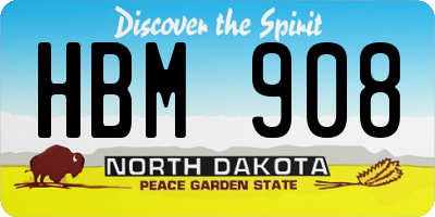 ND license plate HBM908