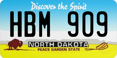 ND license plate HBM909