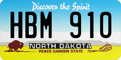 ND license plate HBM910