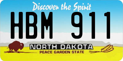 ND license plate HBM911