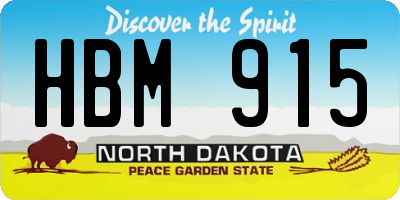 ND license plate HBM915