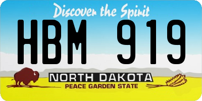 ND license plate HBM919